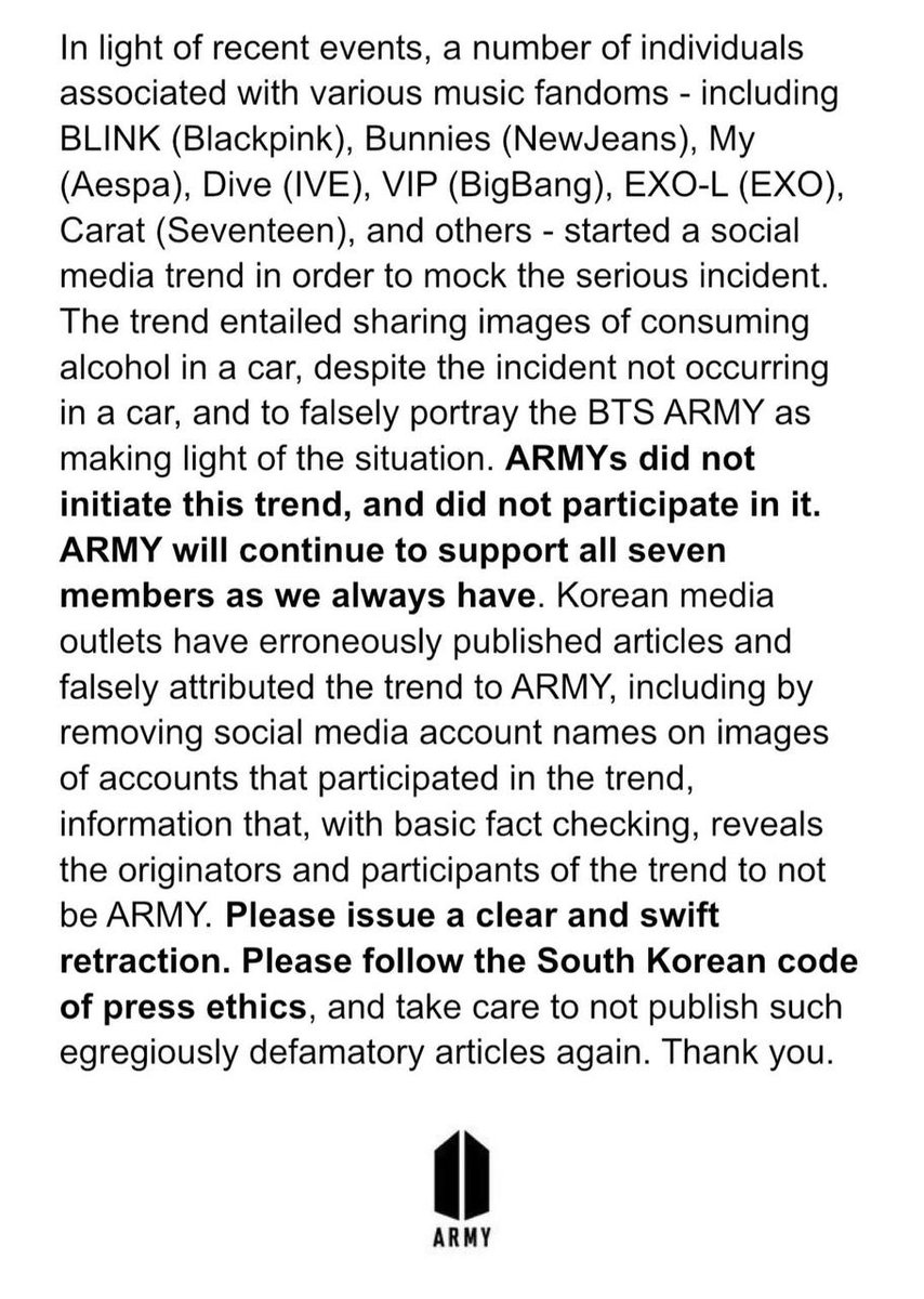 wwhsuga's tweet photo. Hello @SBS8news,

We want to inform you that news about the challenge you broadcasted is based on a false rumor. This challenge was created by anti fans of BTS who pretended to be BTS fans. BTS Fandom ARMY didn't create the trend and don't support it

#KoreanMediaBeProfessional https://t.co/BoRfEVspRa