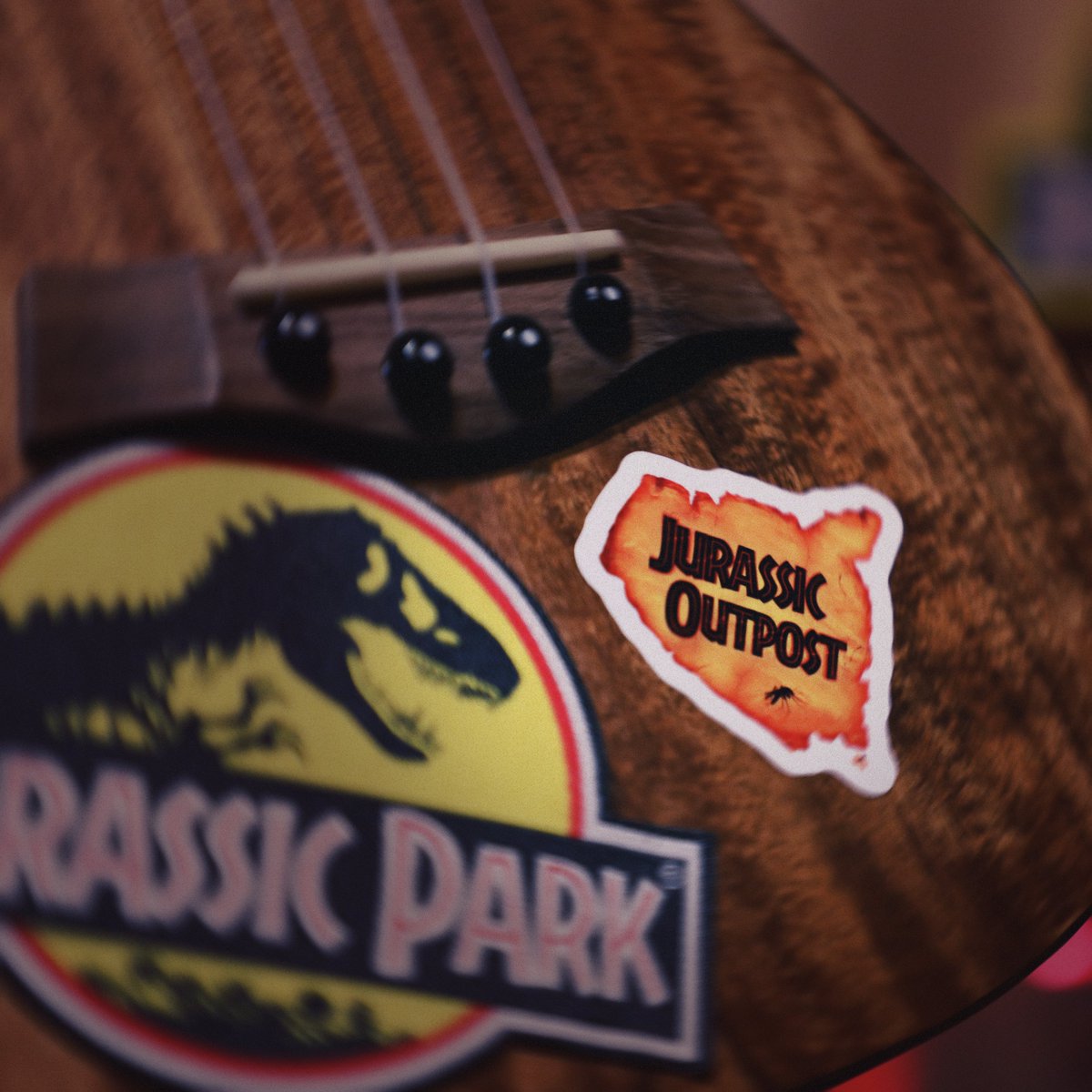 DenizenCitizen's tweet photo. Woo! Huge thanks to @SamanthaJo28 and @jackdelamare for scoring me some rad stickers. Straight on the uke! #JurassicOutpost x #Sorna https://t.co/AXx73QOduv