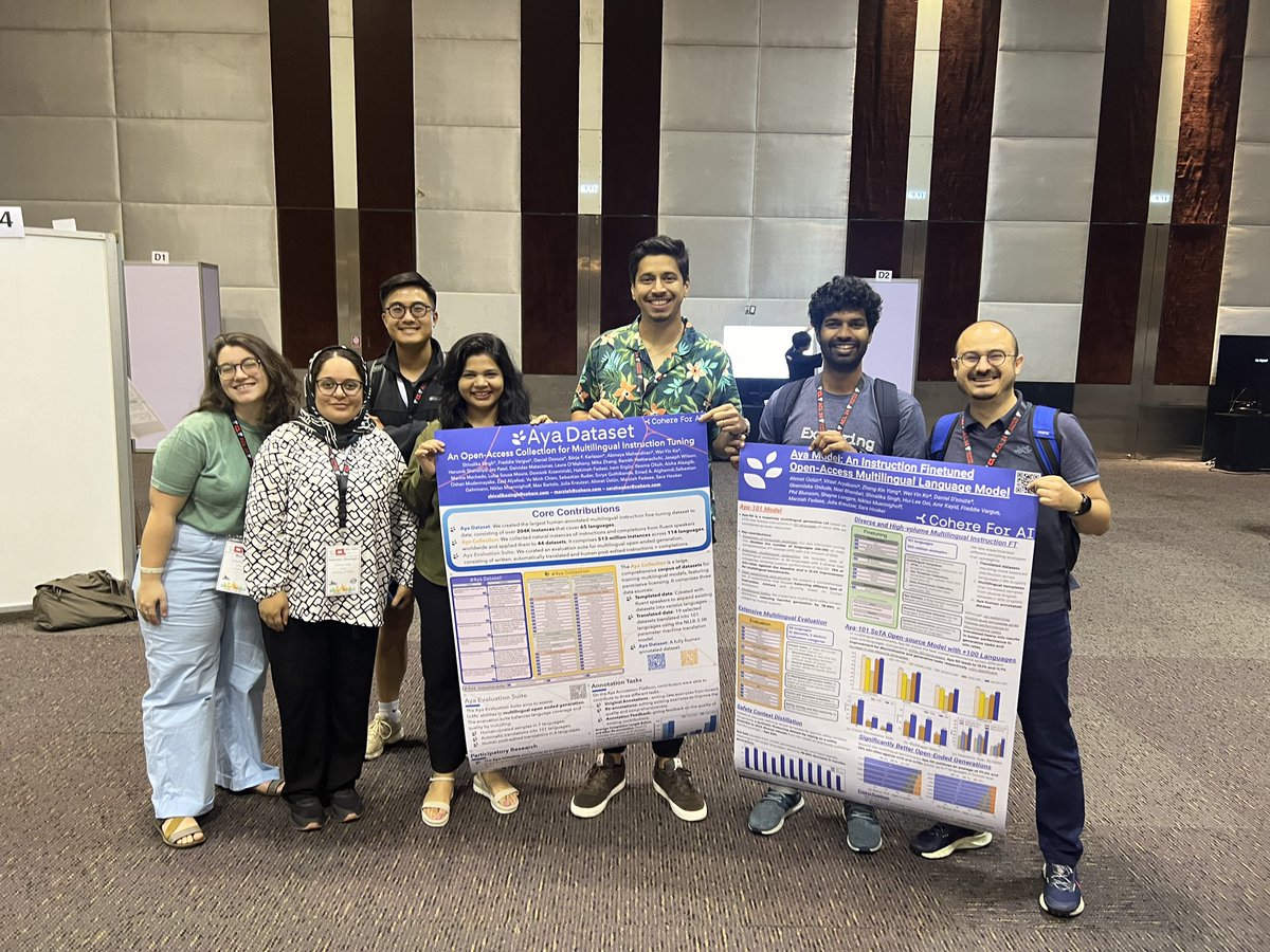 Daniel D'souza (@mrdanieldsouza) on Twitter photo It was an absolute privilege to represent the 3,000 people around the 🗺️ that made Project Aya possible at <a href="/CohereForAI/">Cohere For AI</a> 💙
I’m very fortunate to have the opportunity to work with such fantastic people on problems that matter 🤗 It was an absolute privilege to represent the 3,000 people around the 🗺️ that made Project Aya possible at <a href="/CohereForAI/">Cohere For AI</a> 💙
I’m very fortunate to have the opportunity to work with such fantastic people on problems that matter 🤗