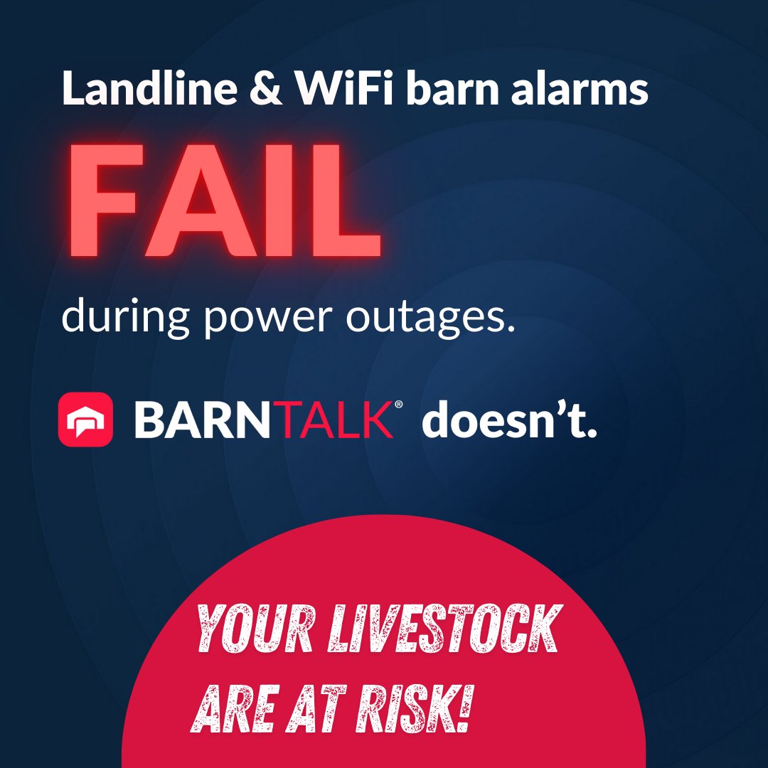 Landline and WiFi barn alarms falter in a blackout. Choose BarnTalk for uninterrupted monitoring, rain or shine. Stay one step ahead by investing in reliable barn monitoring. 🌧️ Learn more:  hubs.ly/Q02CKKgj0