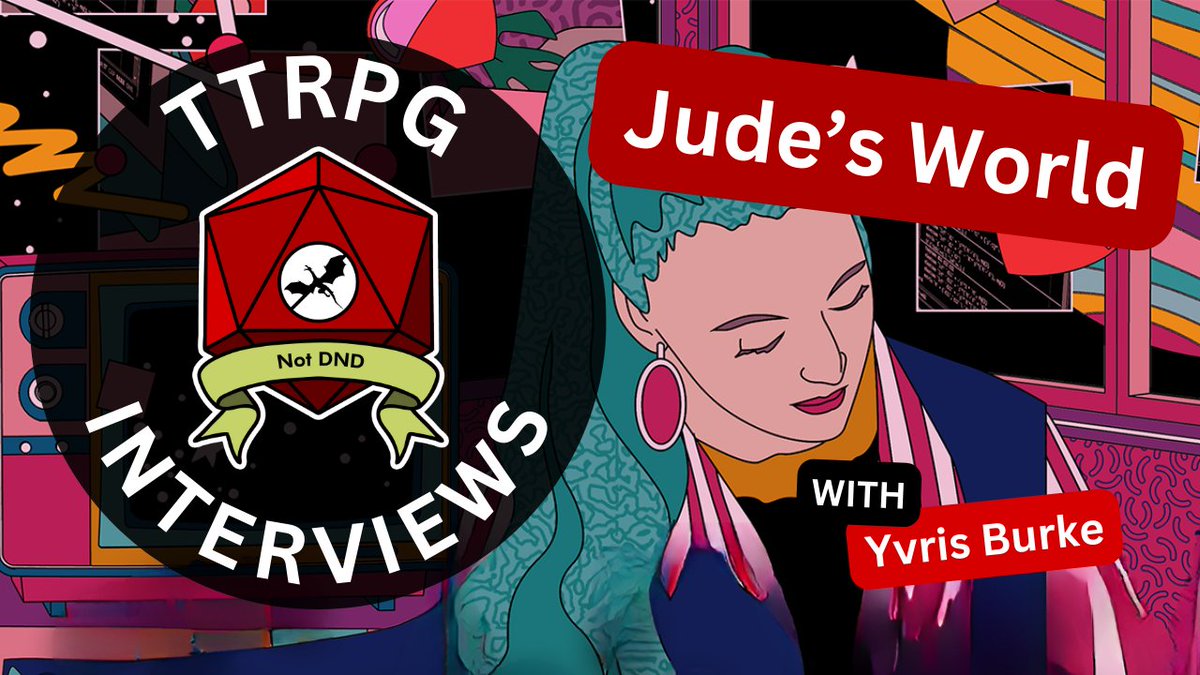 Jude's World, is a solo, tarot based journaling #TTRPG in which a precocious preteen tries to reunite their warring parents.

Learn more about it on this weeks episode of #NotDnD at 5pm ET/10pm BST today with <a href="/tabletopjess/">TableTop Jess</a> and creator <a href="/YvrisDMs/">Yvris Burke | Button Kin Games</a> on YouTube or Twitch