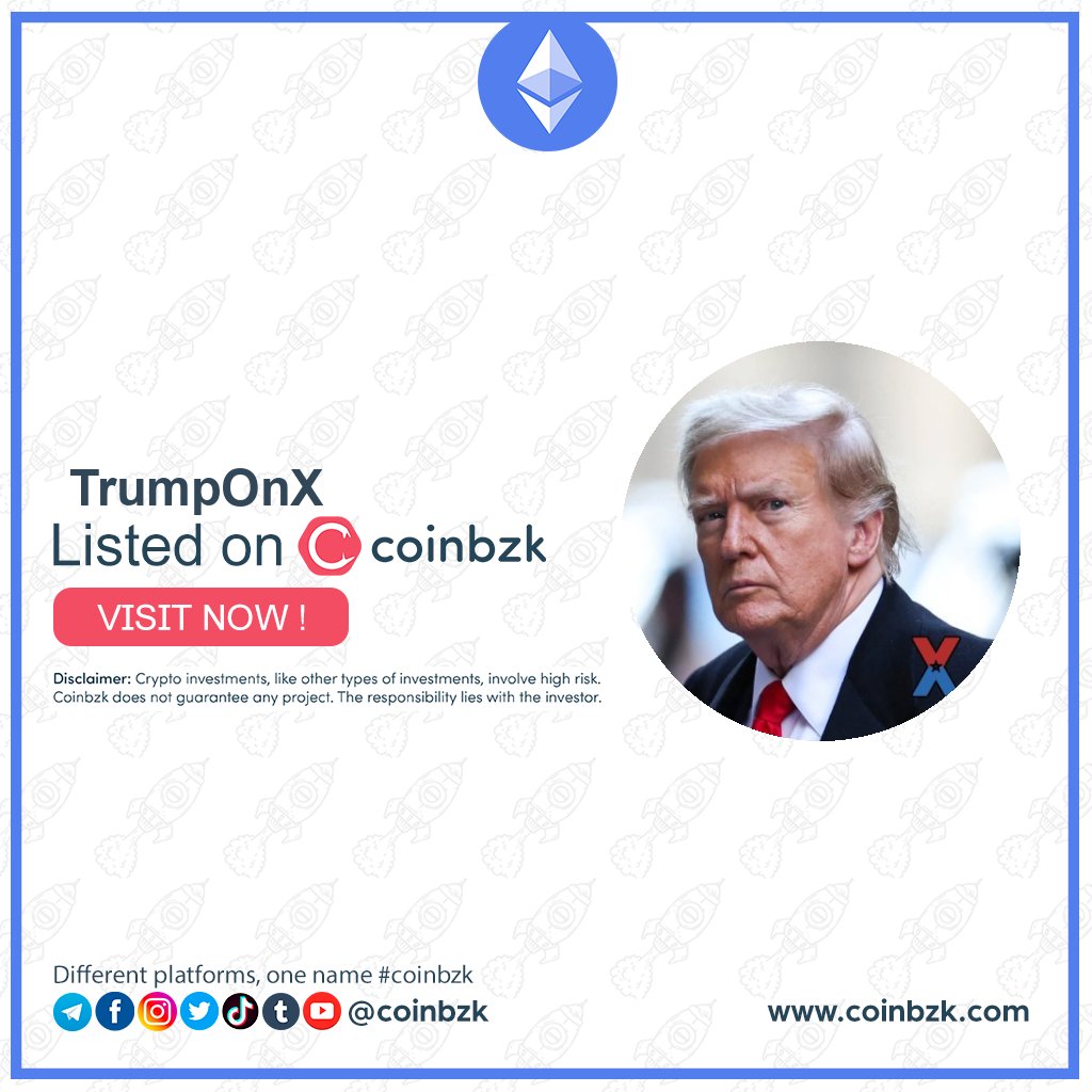 coinbzk's tweet photo. 📣 New Listing 📣

Coin : TrumpOnX

Chain : ETH

Contract: 0xc1f25fff49089d8cb001ca33e7770d69311da3ba

View the project on coinbzk: TRUMPX ( https://t.co/aOdSUSymrU )

@TRUMPXDT

#coinbzk #TRUMPX #GEM #ETH https://t.co/fpPylf2Cvj