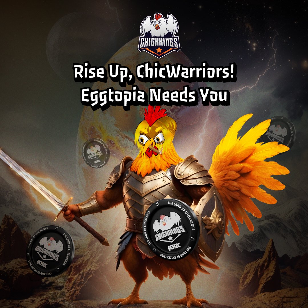 🐣  #Eggtopia is under attack! 

🐔 We need fearless fighters to protect our digital world! The fate of this digital world is in YOUR hands. 

👊 Will you be the hero our #ChickKings Warriors  need? 

😉 Join the fight on the #TON blockchain to find out! chickkings.io