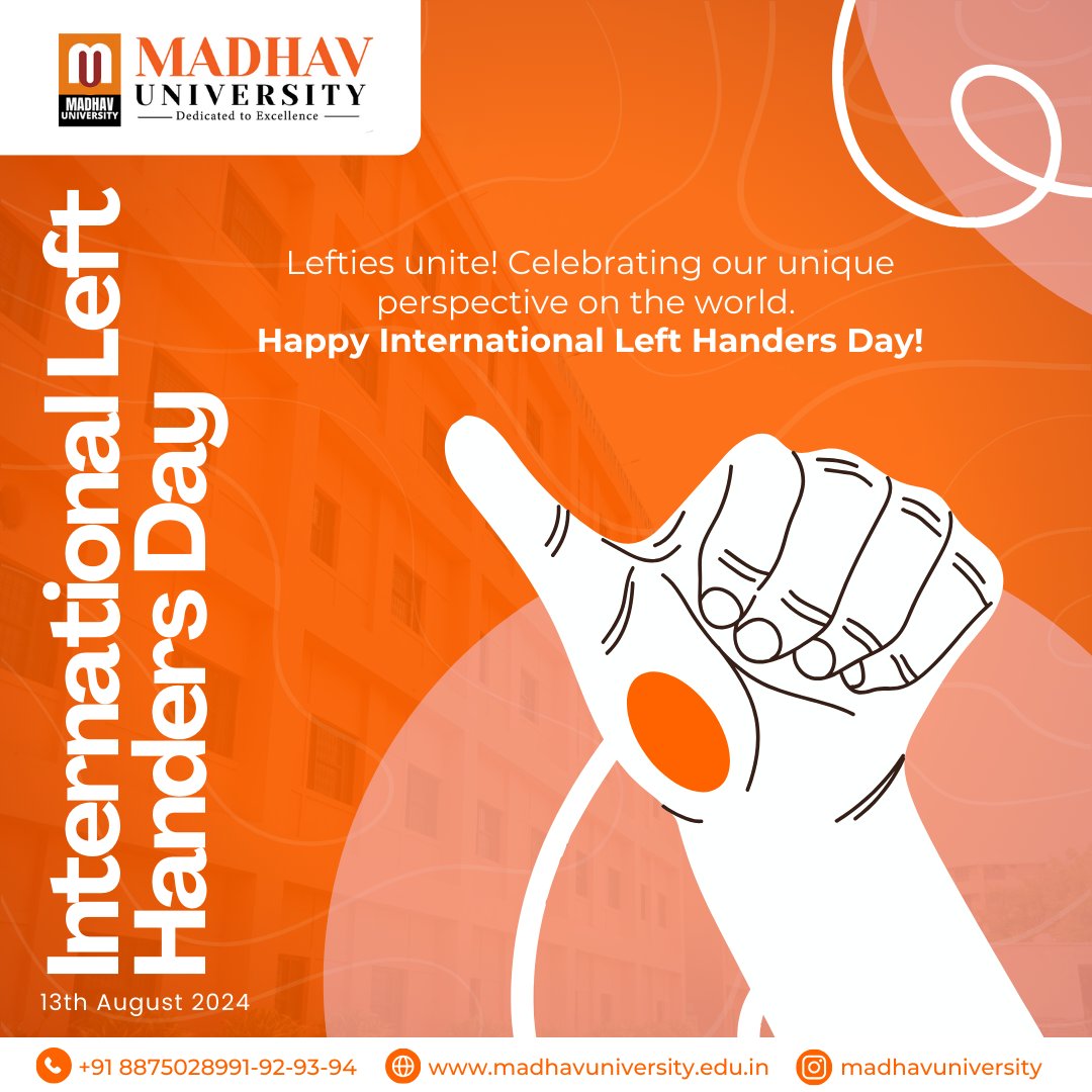madhavuniversty's tweet photo. Lefties unite! Celebrating the unique perspective and creativity of left-handers worldwide. Happy International Left Handers Day! #LeftHandersDay #LeftiesRule #MadhavUniversity #UniquePerspective #Creativity #CelebrateDiversity https://t.co/KEhu8wNxF2