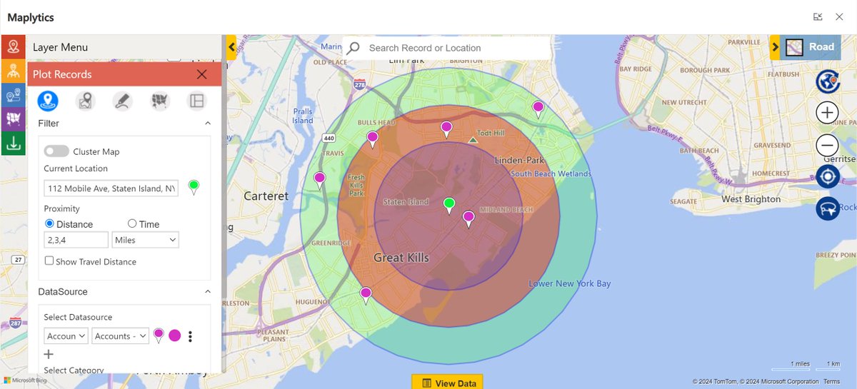 Maplytics's tweet image. Archery involves a panel with concentric circles defining points &amp;amp; #ProximitySearch defines records within specific proximities in concentric circles. 
The target hit closest to the bullseye wins max points. The records closest to the current location are more likely traveled to!
