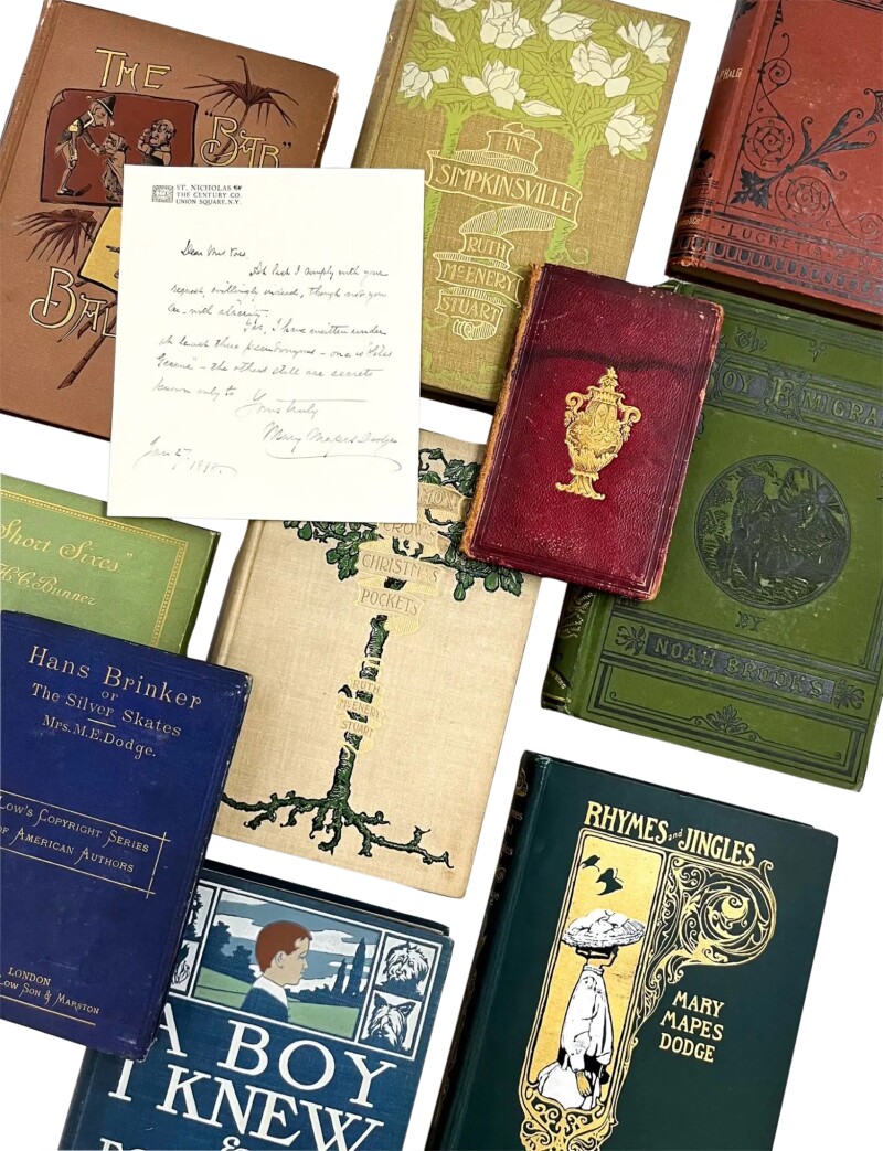 Auction lot of the day: Collection of volumes from the Personal Library of Mary Mapes Dodge (one with presentation inscription from Carolyn Wells)  sothebys.com/en/buy/pdp/lux…
