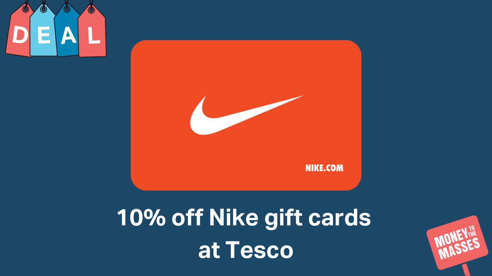 Damien Fahy on X MTTM Deal of the day 10 off Nike gift cards at Tesco find out more https t oKHci3KQv2 mttm mttmdeals bargains ukdeals deals dealoftheday dailydeal sale moneyoff discount giftcards