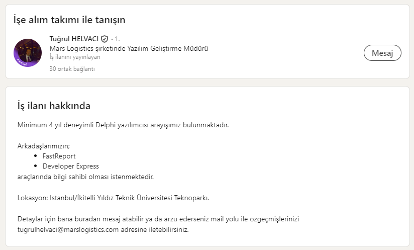 İş ilanı dediğin böyle olur. Kısa ve öz