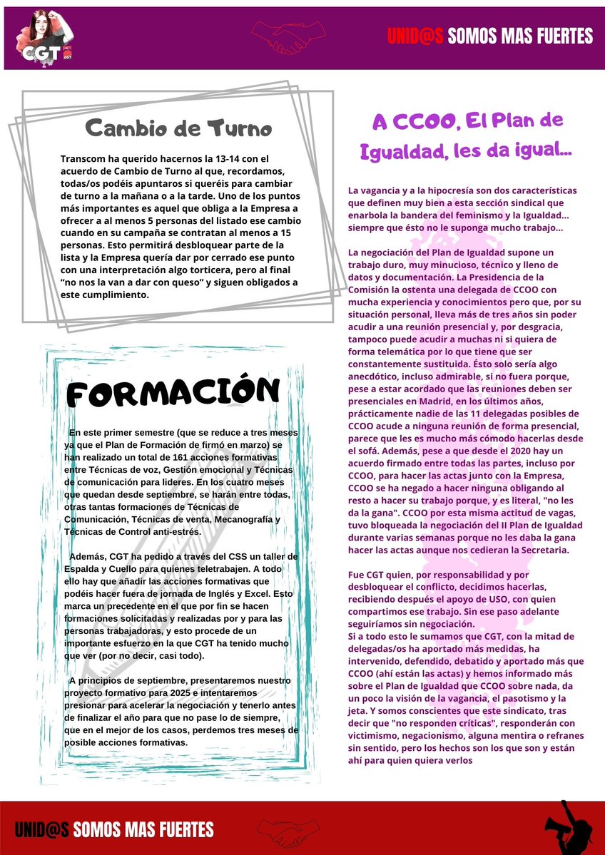 TTyCC_Transcom's tweet photo. 🔴⚫️🔴TINTA OBRERA🔴⚫️🔴
Aquí tenéis nuestro boletín del mes de agosto, que además de recibirlo en formato pdf en vuestros correos y en otros formatos en nuestras redes sociales, también lo repartiremos tanto en Pozuelo como en San Fernando la versión en papel. https://t.co/eU4Ksqxg3k