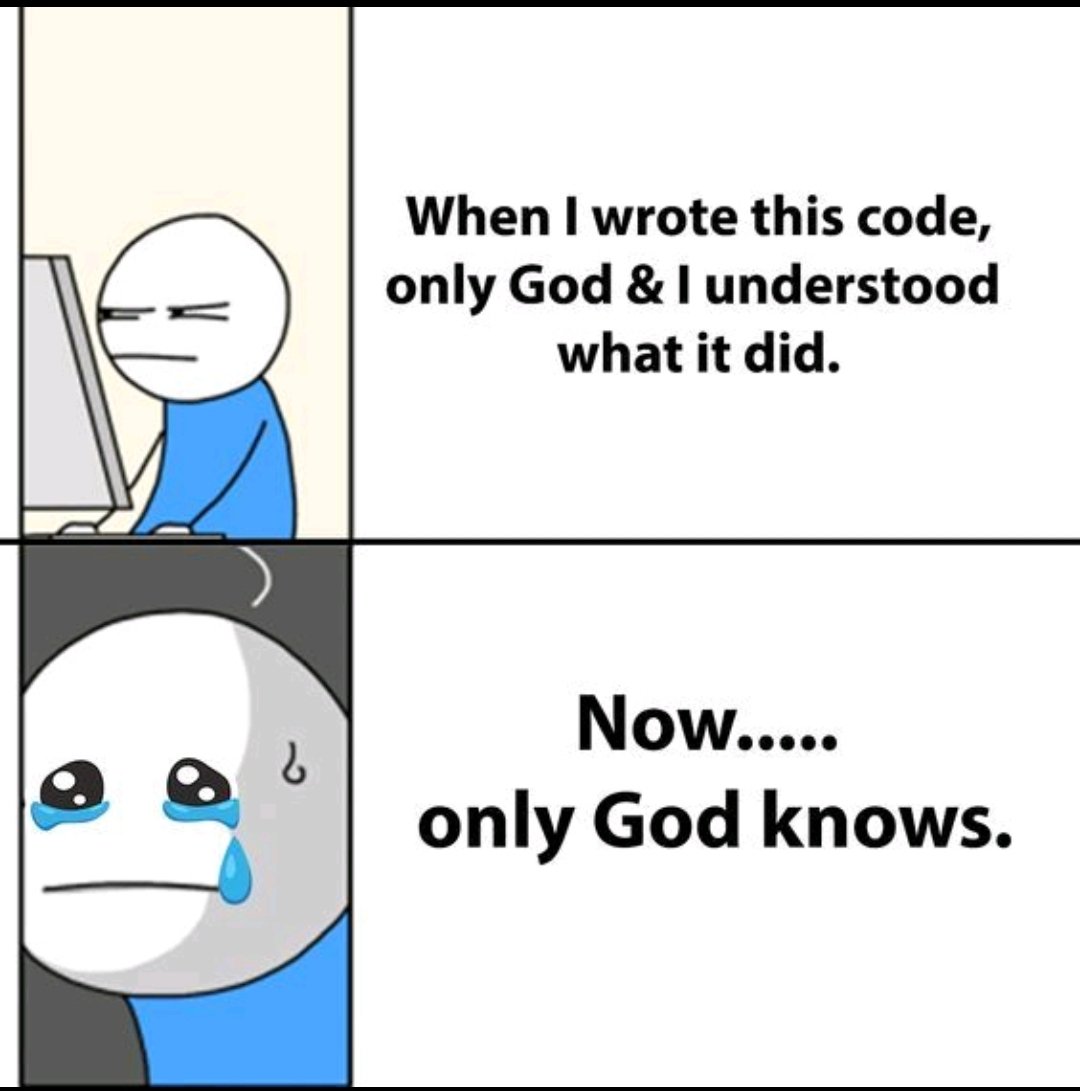 Naman9761's tweet photo. When even the author can't decipher the masterpiece. 🙈
#CoderConfessions #TechHumor #DeveloperLife #CodeMystery #DevHumor https://t.co/peF6X1b4nA