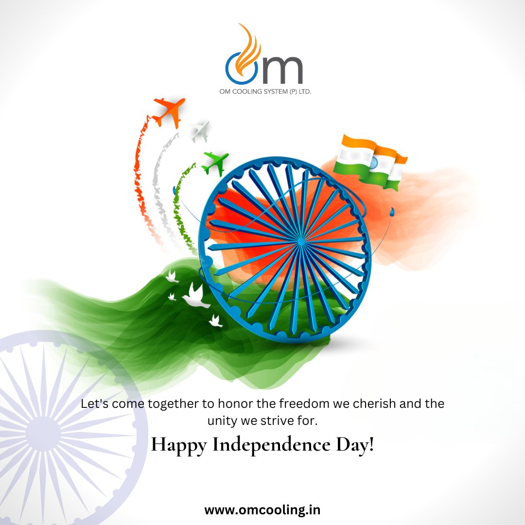 OmCooling's tweet photo. The spirit of freedom lives in every heart. Let’s unite and celebrate our nation. Happy Independence Day to all!  #ocs #happyindependenceday #JaiHind https://t.co/qFTtu3di7L