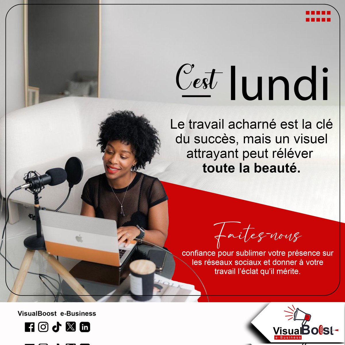 Visualboost_eB's tweet image. 𝗖&apos;𝗲𝘀𝘁 𝗹𝘂𝗻𝗱𝗶 

N&apos;oublions pas que le travail acharné est la clé du succès, mais un visuel attrayant peut réléver 𝘁𝗼𝘂𝘁𝗲 𝗹𝗮 𝗯𝗲𝗮𝘂𝘁𝗲́ .

Bon début de semaine à vous!

#marketingdigital #visualboost