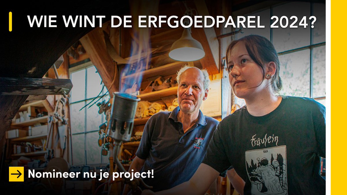 🔍 Ken jij een vrijwilligersproject dat zich inzet voor de toekomst van ons erfgoed? Nomineer het nu voor de #Erfgoedparel 2024 en maak kans op  €2000,-! 🏆

Nomineer vandaag nog een project. Meer info: bit.ly/4dlB7bq