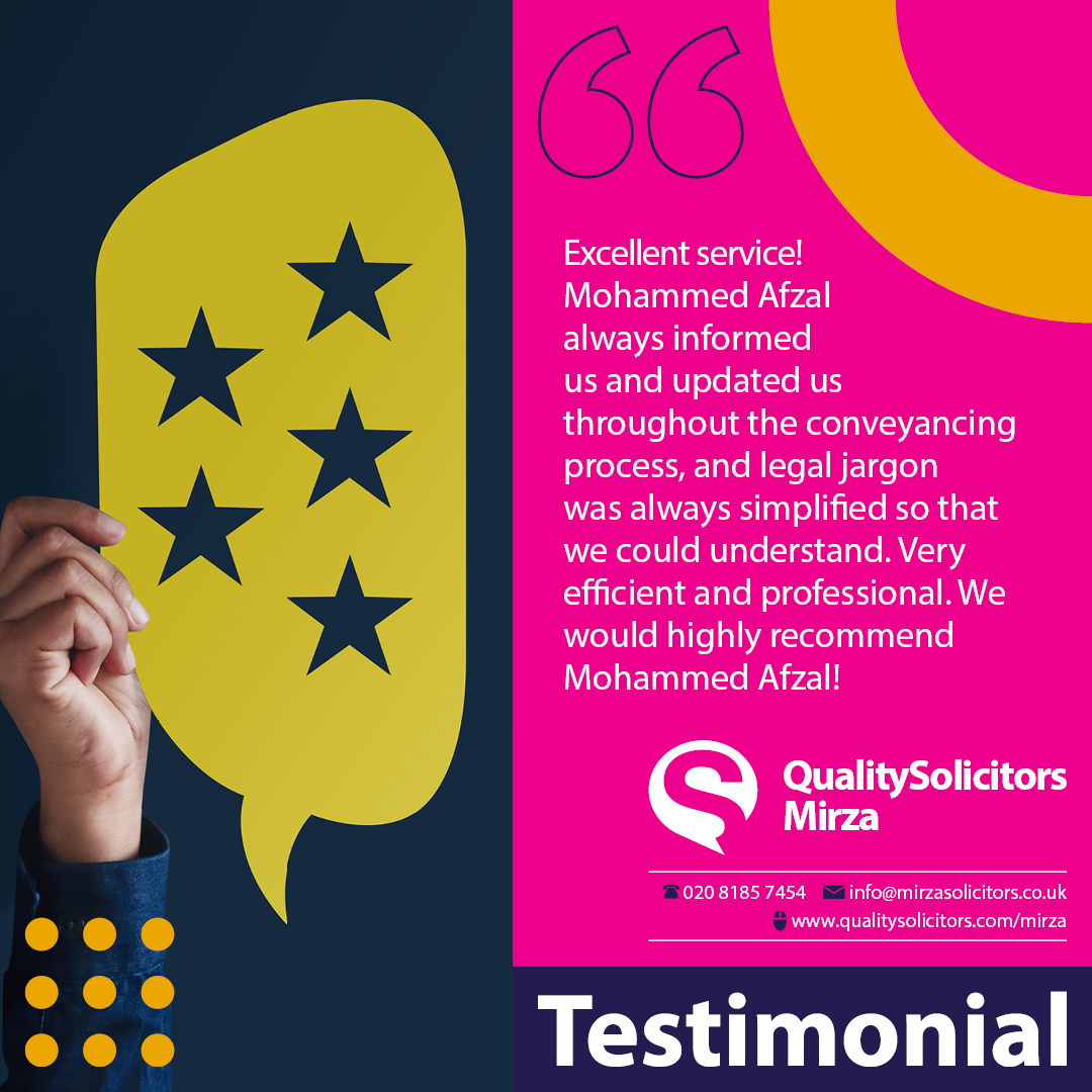 QS_Mirza's tweet photo. We're thrilled to receive such positive feedback from our clients! At QualitySolicitors Mirza, we pride ourselves on delivering first-class service and clear, sound advice.
Need exceptional legal services? Contact us now: https://t.co/VbYVIU9IqV

 #LegalTestimonials #Testimonials https://t.co/dHBo26LB8f