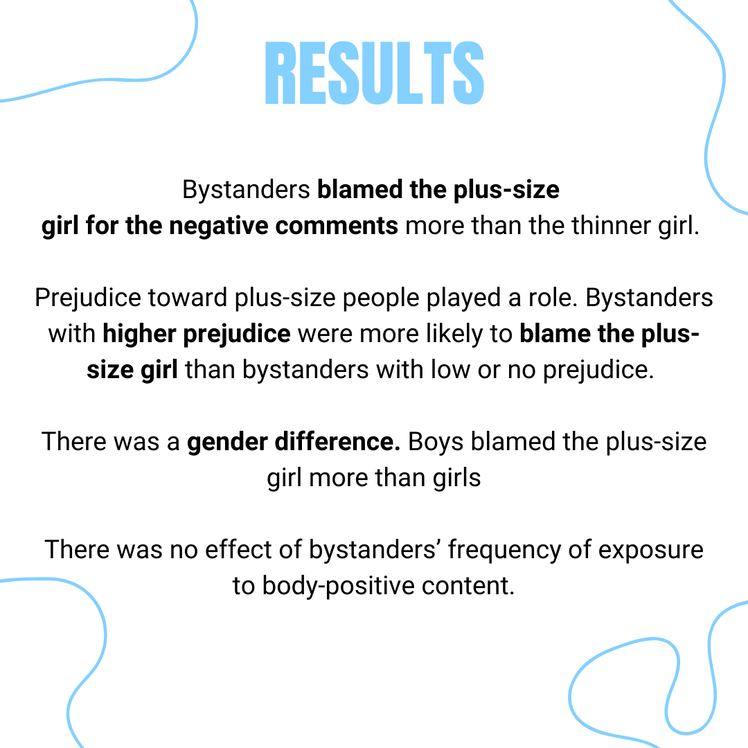 cyberplus2024's tweet photo. Physical appearance and weight are often targets of #cyberhate among teens. We studied bystanders' prejudice towards plus-size people and their reactions to harmful comments about a thinner and a plus-size victim on Instagram. Check out our findings below!📱💔👇 #BodyPositivity https://t.co/18aPNaX2ty