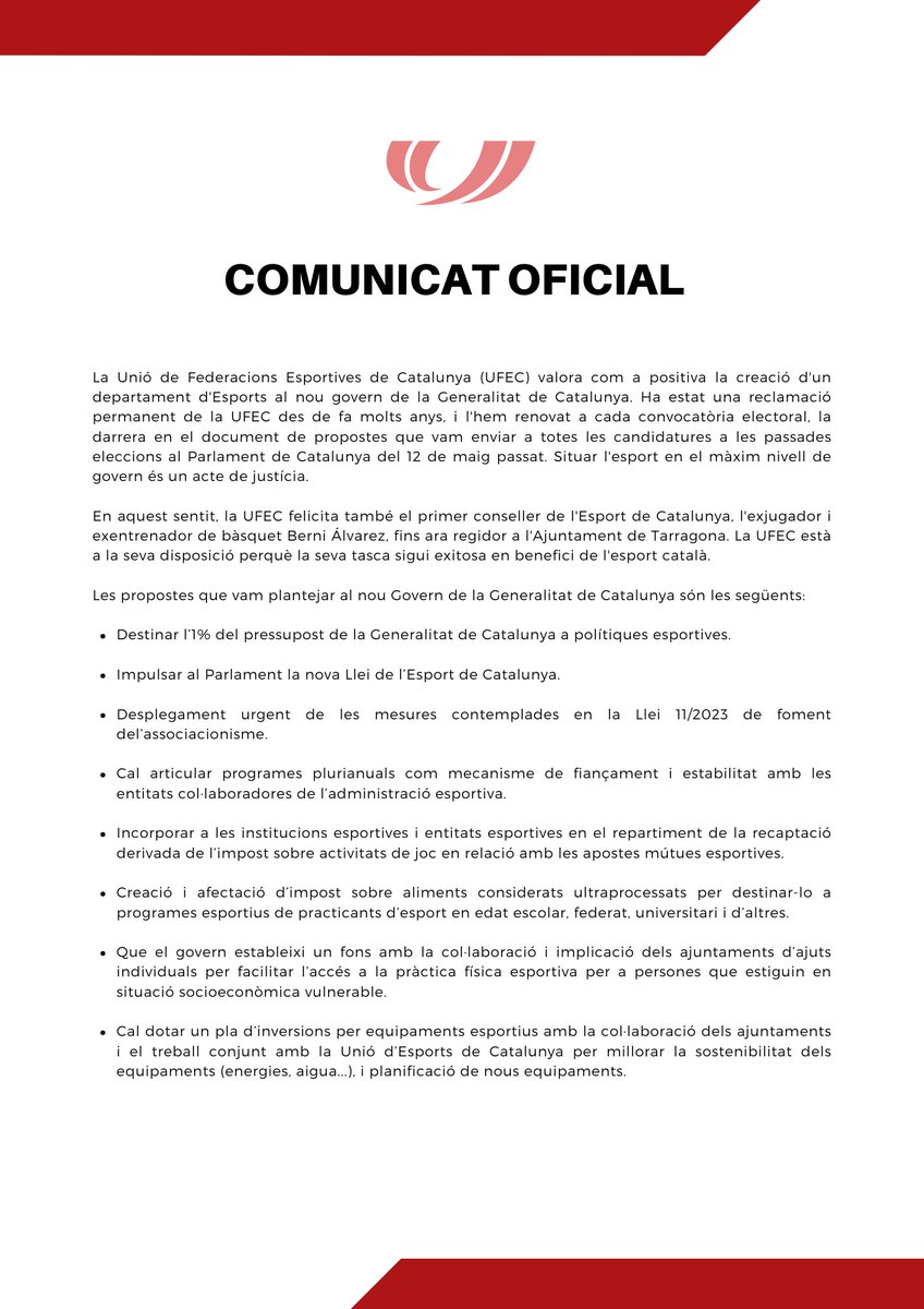Unió de Federacions Esportives de Catalunya tweet media