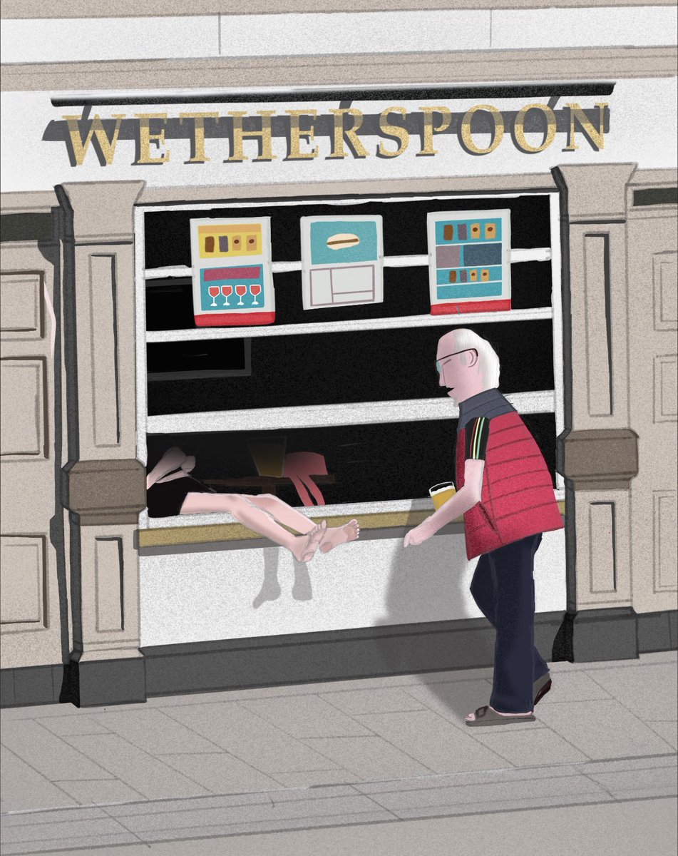 An illustration of one of the many iconic moments of Wetherspoons Waterford