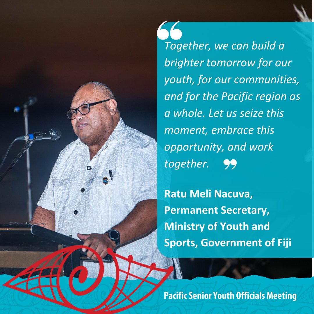 spc_cps's tweet photo. #PacificYouth | Investing in Pacific youth is crucial for unlocking the region's potential and ensuring long-term prosperity. This week we are one step closer, with the Pacific Senior Youth Officials Meeting officially starting tomorrow ๐ธOpening ceremony #EmpowerEngageTransform https://t.co/GloE2VijAa