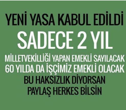 Erken seçim için neyi bekliyoruz biliyor musunuz?

Vekil efendilerin 2 senede emeklilik hakkını elde etmesini..

Vekiller milleti temsil etmiyorlar.
Onlar başka bir gücün vekilleri..
#MuhalefetHareketeGeç