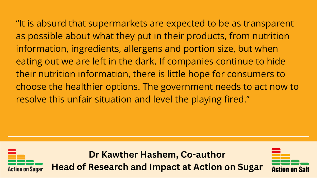 Unlike packaged foods, reporting on health and nutrition in the OOH sector is scarce and inconsistent. Mandatory calorie labelling for large businesses came into force in 2022, but little more nutrition information is usually provided at point of choice [3/7] 
<a href="/KawtherH/">Dr Kawther H MSc RNutr PhD</a>