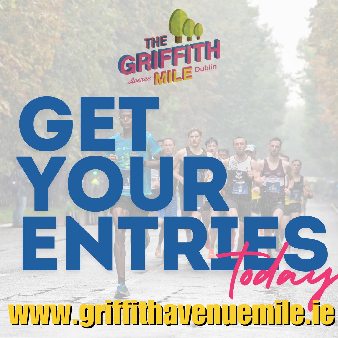 It's the day we've all been waiting for. Race entries are now available for purchase on our website - GriffithAvenueMile.ie Get yours today and see you on Sept 22nd 🏅☘️💚 #TeamIreland #GriffithAvenueMile #GAM24