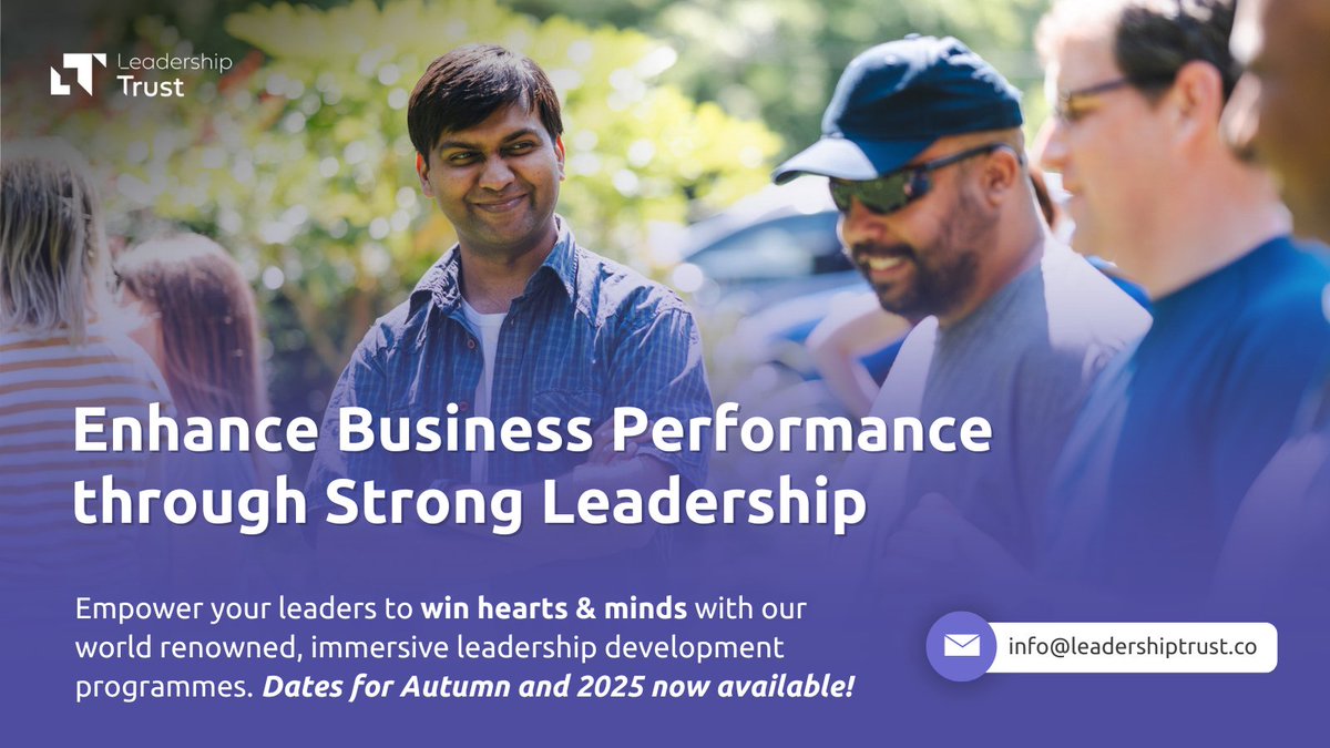 Empower your leaders to unlock their potential this autumn with the Leadership Trust's transformative leadership development programmes. 🚀 

Find out more: leadershiptrust.co/leadership-pro… 

#leadershipdevelopment #leadershiptrust