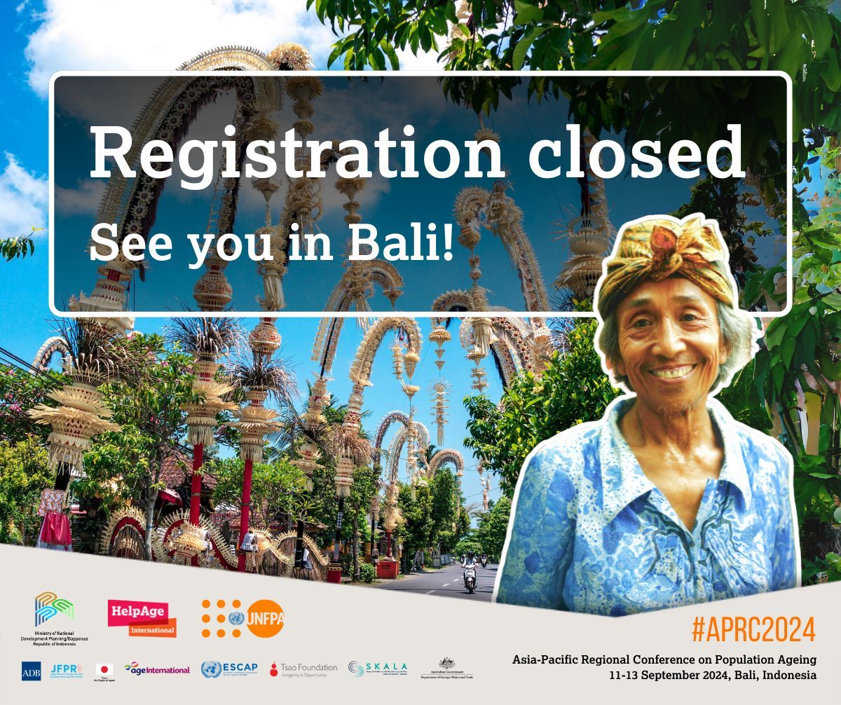 HelpAgeAPRO's tweet image. 🎉 Registration Closed! Thank You for Registering for #APRC2024! 

Can&apos;t wait to see you in Bali for an inspiring conference. Stay tuned for more updates! 
#Bali #ReframingAgeing #AgeingConference