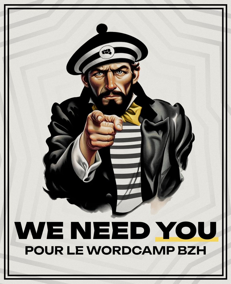 📢 Appel à Volontaires !

Comme tous les WordCamps nous comptons sur le soutien de volontaires pour nous aider le jour J !
Vous êtes intéressé(e) ?

👉 Inscrivez-vous pour une demi-journée ou la journée : bretagne.wordcamp.org/2024/appel-a-v…

#WCBZH #WCBretagne #WordPress #WordCampBretagne