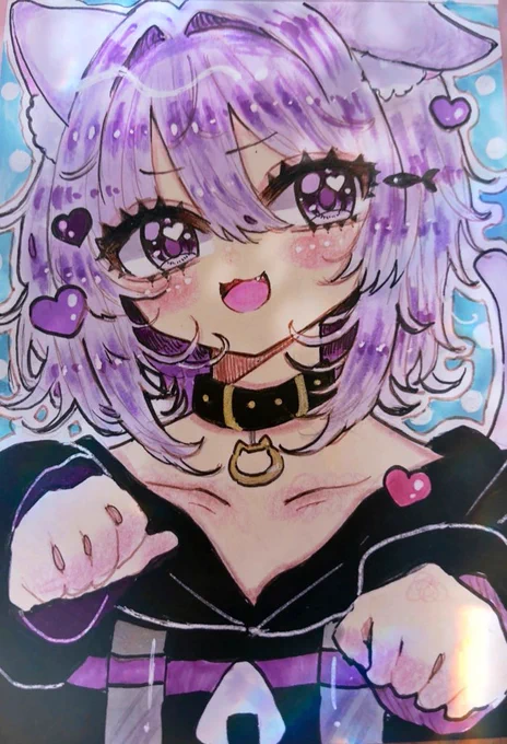 猫又おかゆちゃん#猫又おかゆ#ホロライブイラスト#コピック#アナログイラスト#絵かゆ 