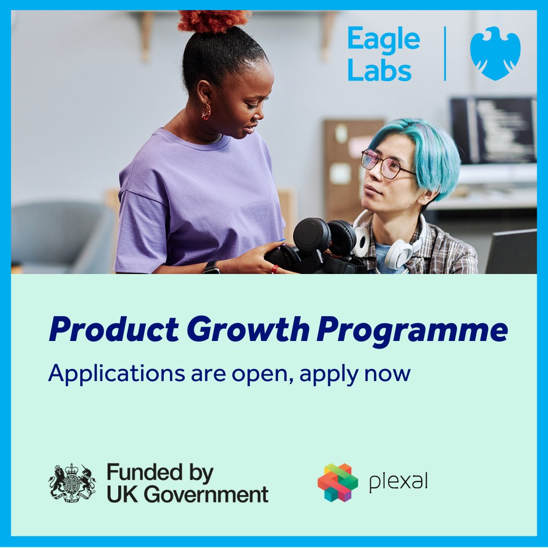 📢 Product Growth programme is back

Delivered by <a href="/Plexalcity/">Plexal</a> and funded by the UK Government, we're supporting startups with innovative digital products and technologies in their pursuit of product-market fit.

Apply now

👇 
labs.uk.barclays/what-we-offer/…