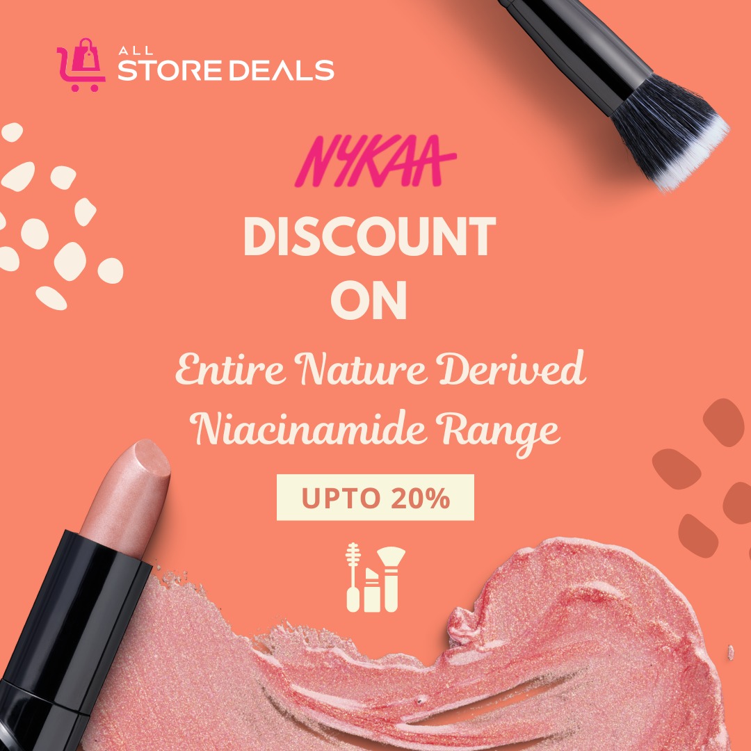 AllStoreDeal's tweet photo. Score up to 20% OFF on Nykaa products exclusively through our website, https://t.co/iRyroNMoAa! 💄✨ Whether you're stocking up on beauty essentials or treating yourself to a new favourite, now’s the perfect time to save big on top-rated items. 
#NykaaDiscount #BeautySavings https://t.co/U5qDzPJgQj
