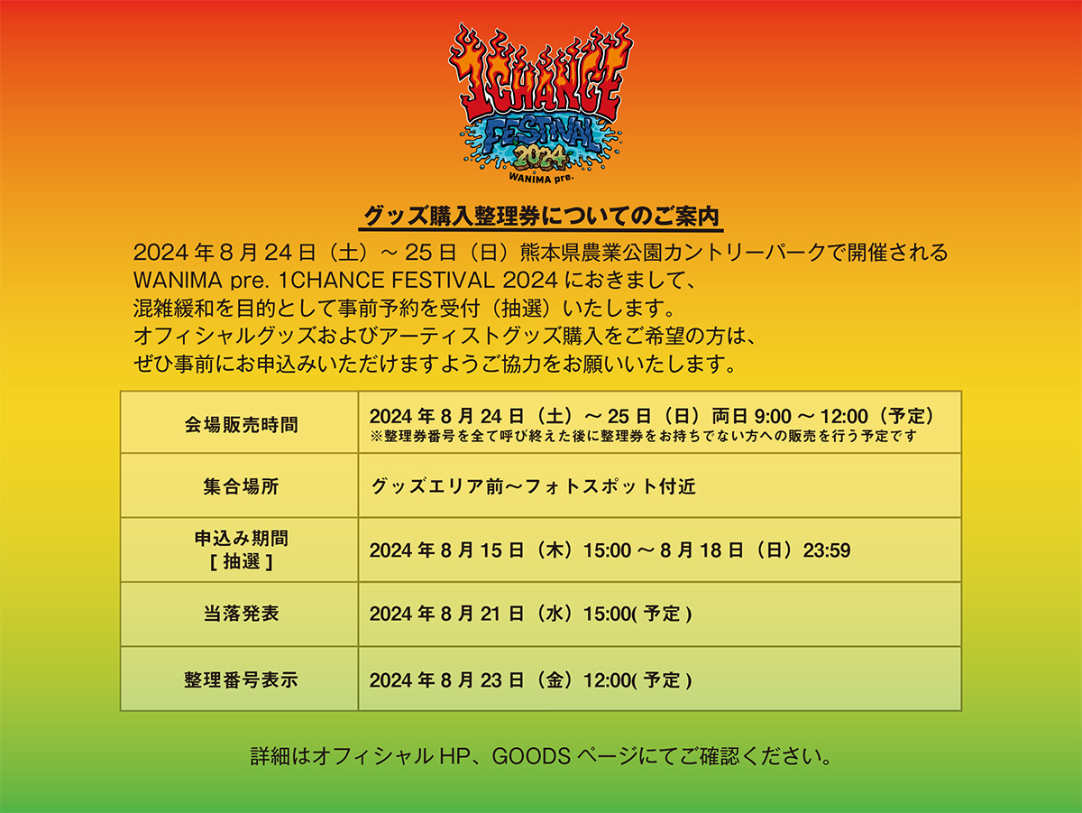 セカオワ  ワニマ チケット 1枚 📢グッズ購入整理券のご案内です📢 お申し込み受付は15日15:00からです