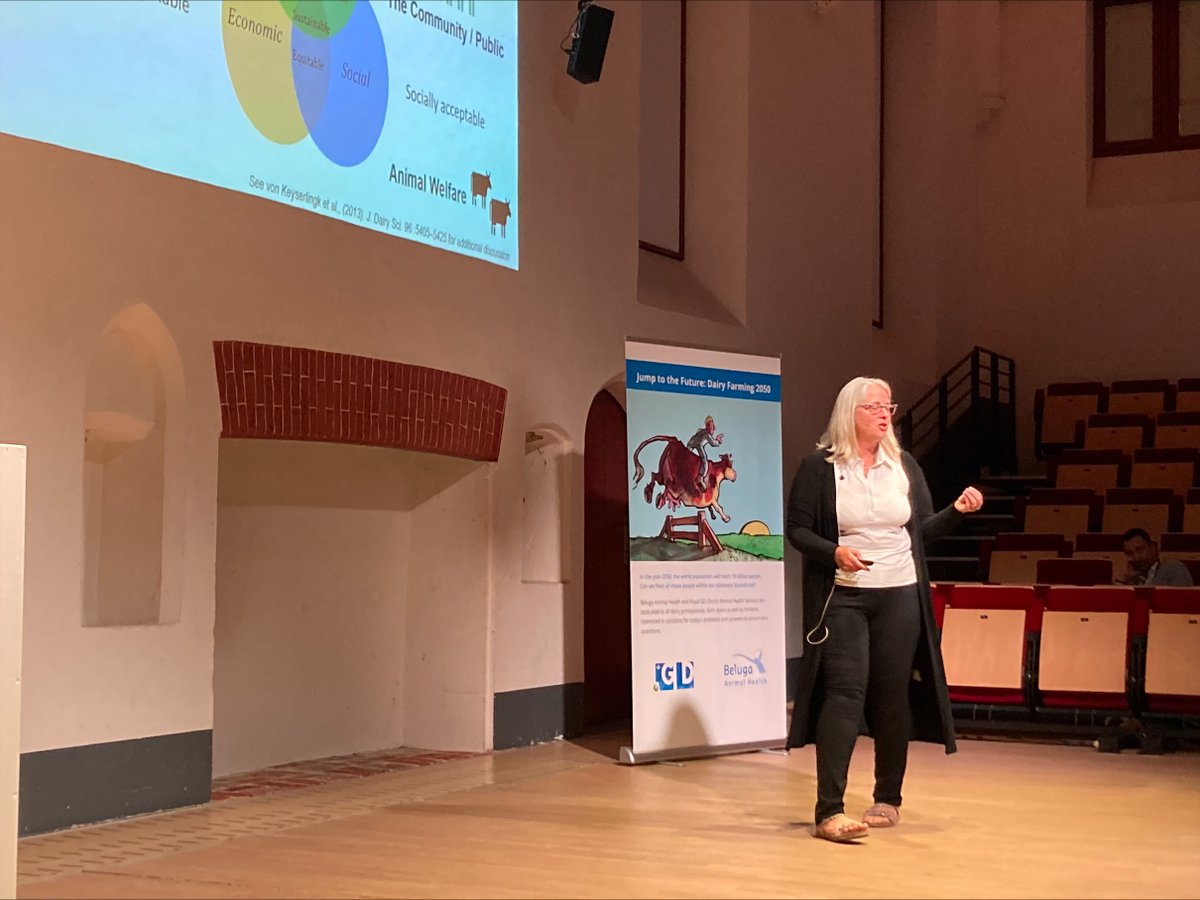 From methane to cow welfare now at #Dairyjump2050 with Nina von Keyserlingk. The animal welfare specialist from Canada touched on lameness as an ongoing issue, the public view on cow-calf contact, and other major challenges and opportunities to consider as we move to 2050.