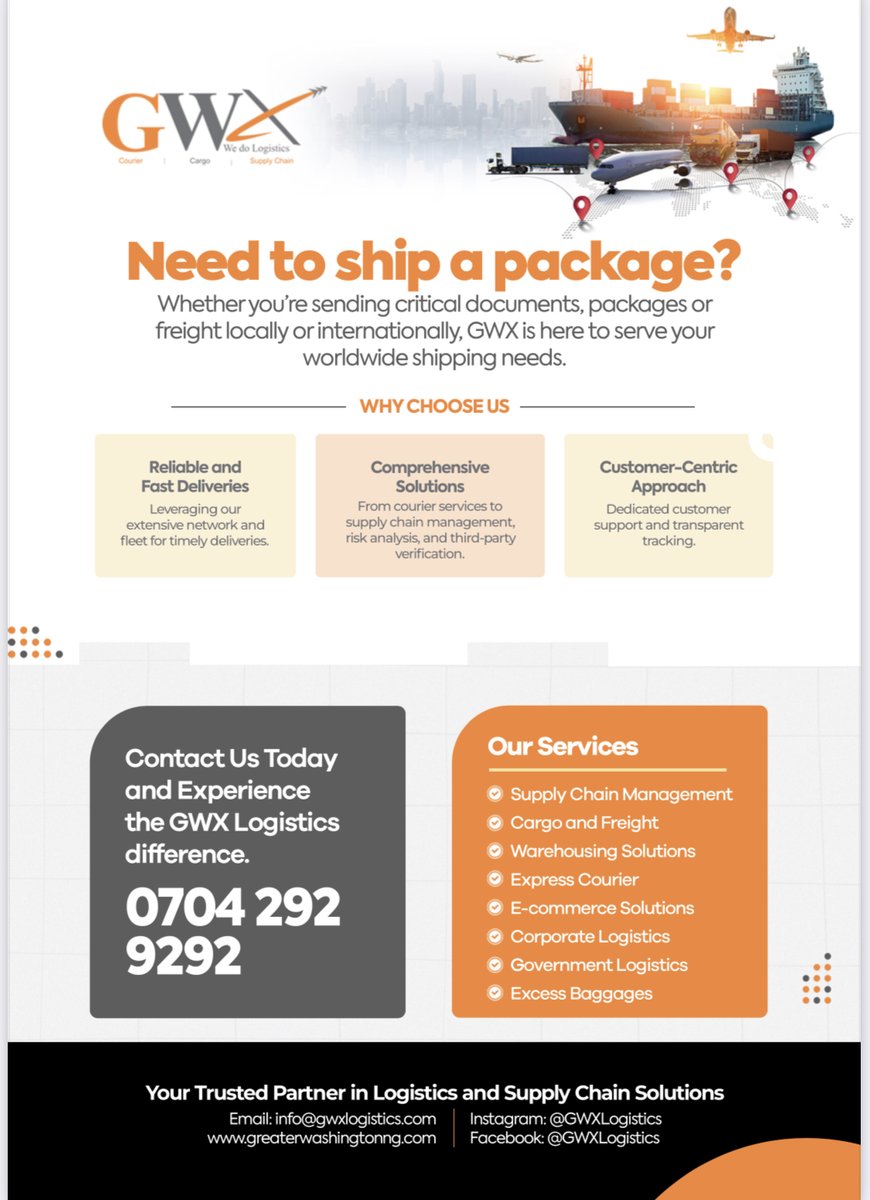 Ready to kick off the week strong?

Whether it's across the city or around the globe, GWX has got your shipping needs covered!

Walk into our Express Center today and experience swift, reliable service that keeps your business moving forward.

Let's make this Monday count!