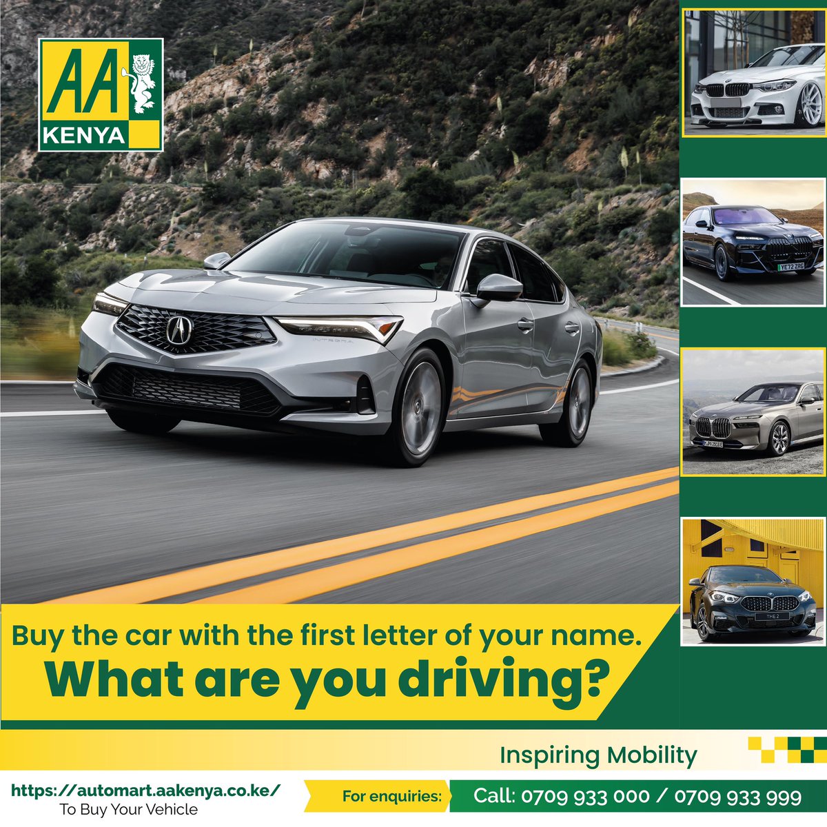 AAKenya's tweet photo. Buy the Car with the first letter of your name. What are you driving?
Vehicle Deals: https://t.co/H8QRt3mJeK
#Automart https://t.co/phlzVNuNuN