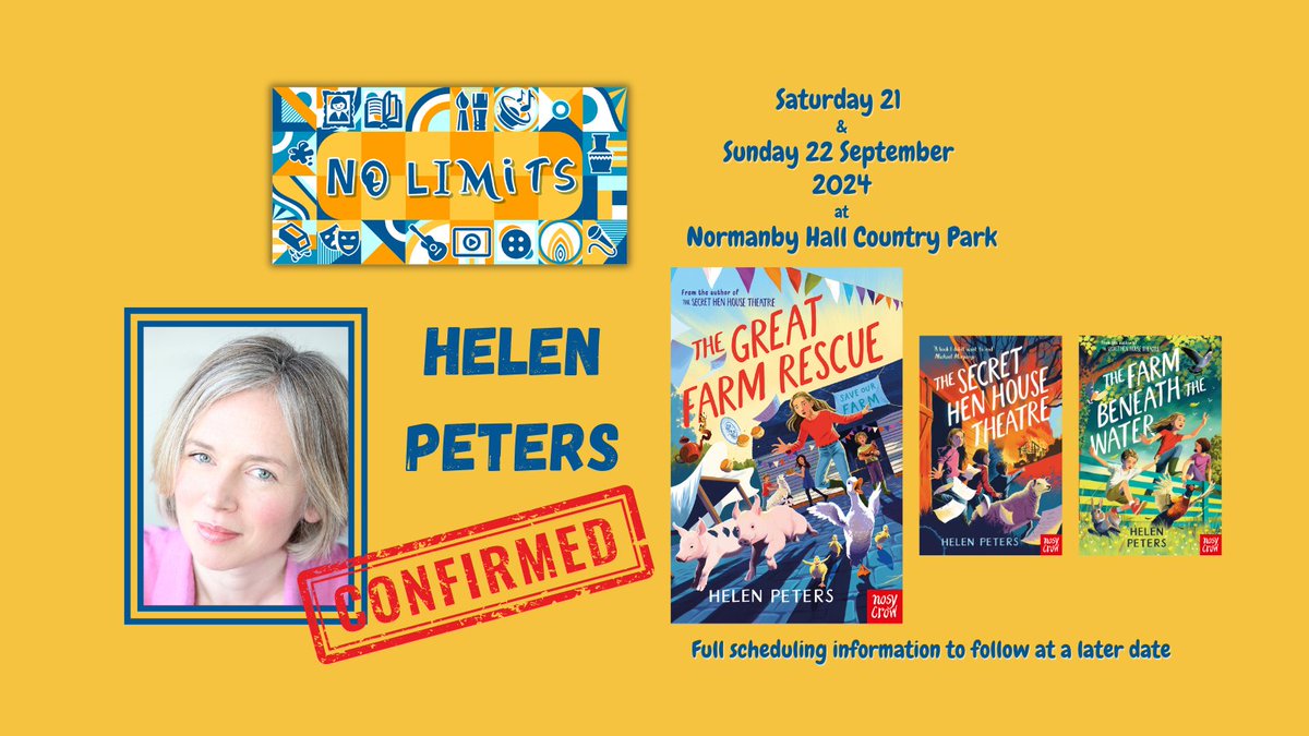 No Limits Festival (@nolimitsfest_) on Twitter photo We are also thrilled to be welcoming Helen Peters to No Limits for the first time!
We're looking forward to finding out more about the latest book in the Hannah's Farm series, The Great Farm Rescue! We are also thrilled to be welcoming Helen Peters to No Limits for the first time!
We're looking forward to finding out more about the latest book in the Hannah's Farm series, The Great Farm Rescue!