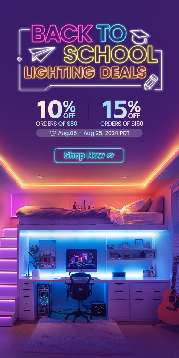 Muzata_official's tweet photo. 👏 Back to School2024 
🥰Muzata Lighting Deals
From Aug.05 to Aug.25, 
Oders of $80👉10% off
Oders of $150👉15% off
Muzata lighting system, build your cozy life!
shop now: Back to School (https://t.co/gSeXC8qaUs)
#muzata #BackToSchool2024 #ledlight #ledchannel #dormidas https://t.co/95jWkM3Kqz