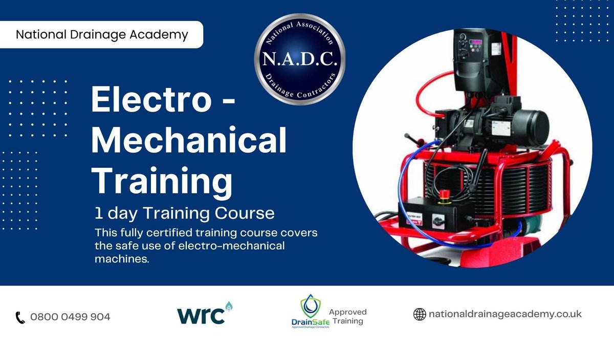 NADC (@nadcuk) on Twitter photo Need Electro-mech and Certified Drain Surveyor training?
Upcoming dates in Barnsley.
29th-30th Oct-Certified Drain Surveyor
1st Nov-Electro-Mech
Contact Simon 07503 731746 / info@sentina.co.uk Need Electro-mech and Certified Drain Surveyor training?
Upcoming dates in Barnsley.
29th-30th Oct-Certified Drain Surveyor
1st Nov-Electro-Mech
Contact Simon 07503 731746 / info@sentina.co.uk