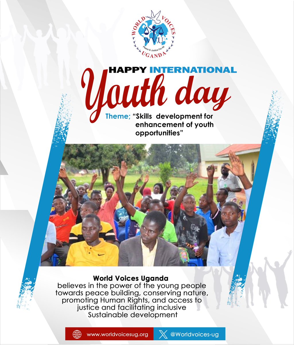 worldvoices_ug's tweet image. The world today&apos;s is banking on young people to have safe future in environment, justice, and peace building.
Happy International Youth Day
#LocalizationAgenda
#PeaceAndJusticeForAll
#VoiceOfTheVoiceless