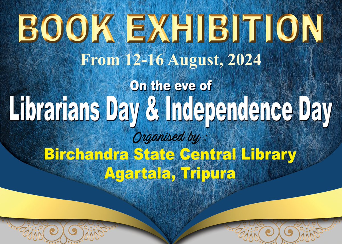 BirState's tweet photo. Program Name:- Celebration of National Librarians Day and inauguration of “Book Exhibition on the eve of Librarian’s Day &amp; Independence Day” from 12th to 16th August 2024 .
Date :-12/08/2024. Time: 11:30 AM.
Special Guest:-. Madhumita Chowdhury, Ex- Senior Librarian, BCSCL. https://t.co/FOlge69X9L