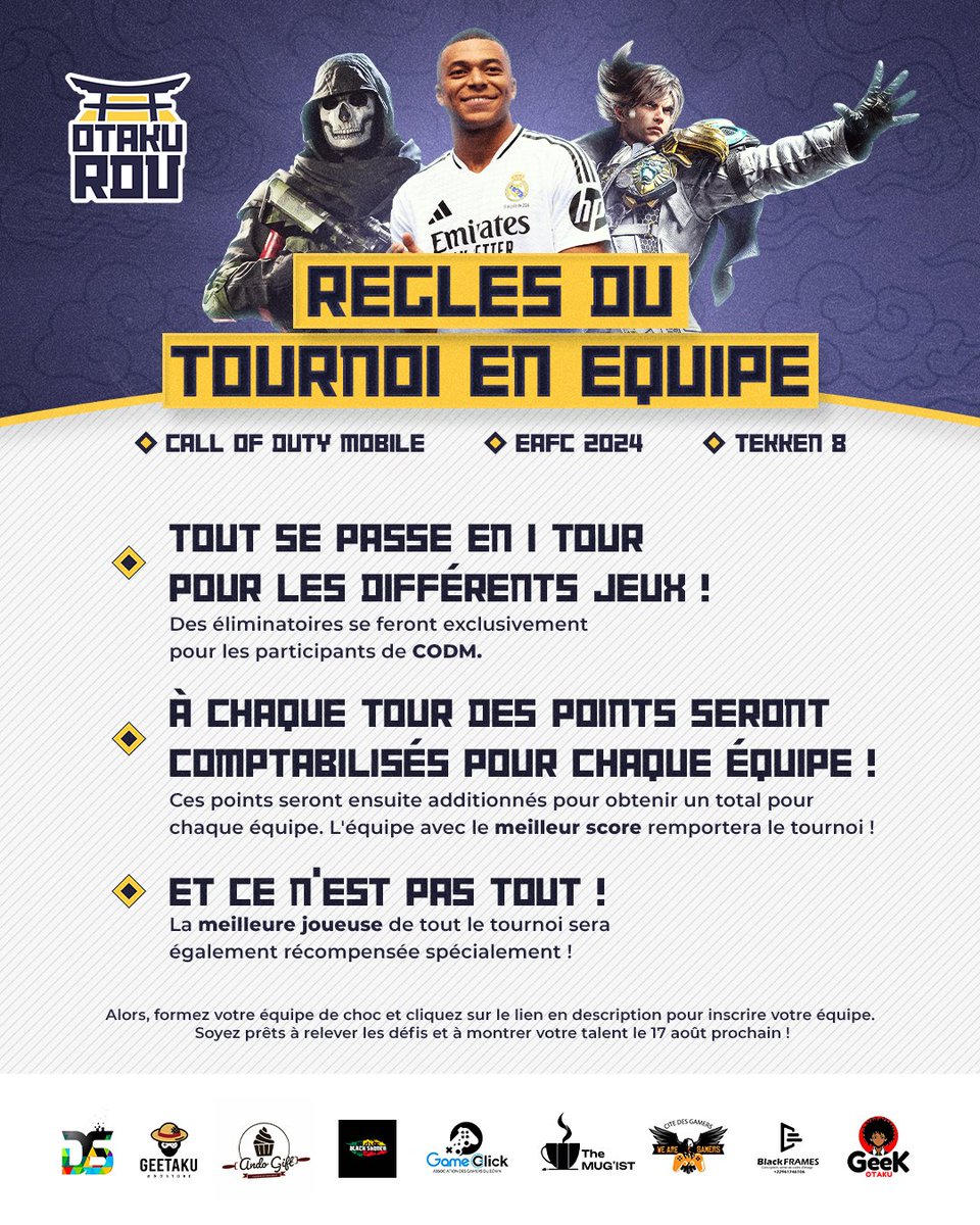 AssionGuillaume's tweet photo. Hey hey !!! C'est dans quelques jours 💯💯
OTAKU RDV 🎉🎉 2em édition
Wanted🔎
Débat Otaku en mode versus⚔️
Tournoi de jeux vidéos en équipe🎮
The Quiz🎤🥇🥈🥉
Etc.
Une journée exceptionnelle vous attend 🤩
Les tickets sont disponibles à 3000 FCFA et donne droit a un déjeuner. https://t.co/fvdaiWgO6X