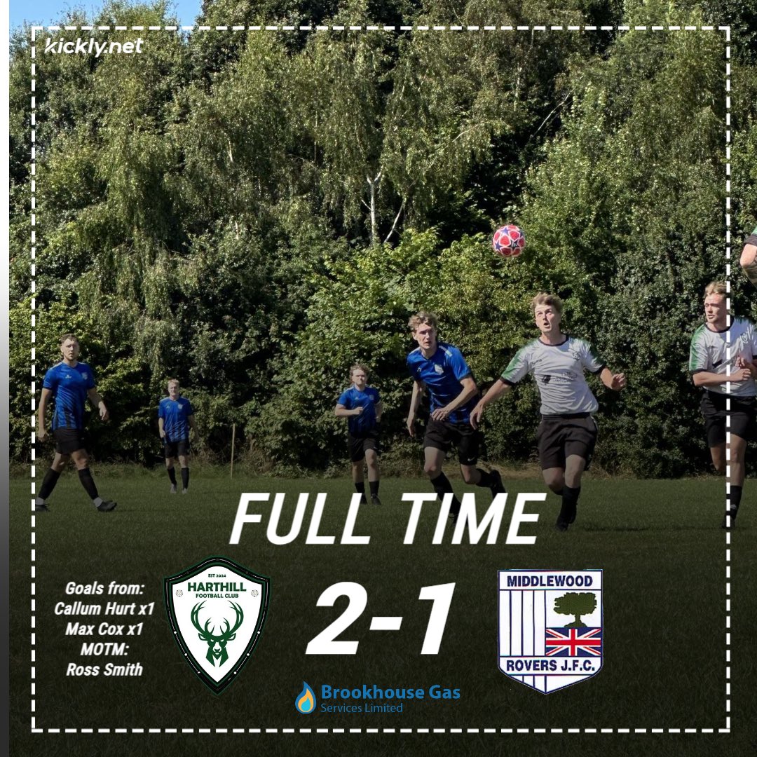 HarthillFC's tweet photo. 2 wins from 2.

Another hard fought battle in tough heat but we managed to get the job done.

Goals from Callum Hurt and Max Cox for Harthill FC, with Ross Smith picking up MOTM.

On to next week, UP THE TIL 🦌 

Brought to you by @brookhousegas https://t.co/rDT5F9L0cs