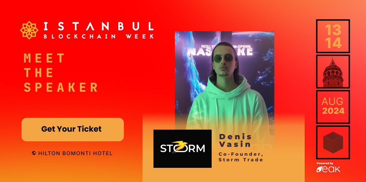 Thrilled to have Denis Vasin, co-founder and lead developer at <a href="/storm_trade_ton/">Storm Trade ⚡️</a>! 🗣️

With 10+ years as a CTO and 20+ blockchain hackathon wins, Denis brings deep expertise in blockchain and software architecture.

🎫 istanbulblockchainweek.com/tickets/.

Use code LASTMINUTE20 🔥

#IBW2024