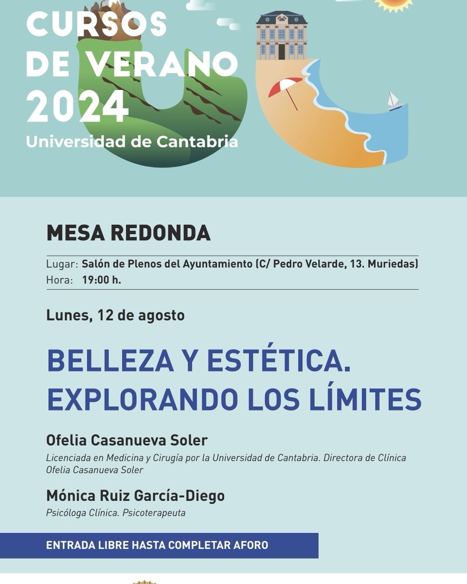 Cursos de Verano - @unican (@cursosveranouc) on Twitter photo 🌞Esta tarde, el Salón de Plenos del Ayuntamiento de Camargo acoge la mesa redonda `Belleza y estética. Explorando los límites´. Una actividad de <a href="/cursosveranouc/">Cursos de Verano - @unican</a> que abordará esta temática desde los puntos de vista de Ofelia Casanueva y Mónica Ruiz. ¡Te esperamos! 👏 🌞Esta tarde, el Salón de Plenos del Ayuntamiento de Camargo acoge la mesa redonda `Belleza y estética. Explorando los límites´. Una actividad de <a href="/cursosveranouc/">Cursos de Verano - @unican</a> que abordará esta temática desde los puntos de vista de Ofelia Casanueva y Mónica Ruiz. ¡Te esperamos! 👏