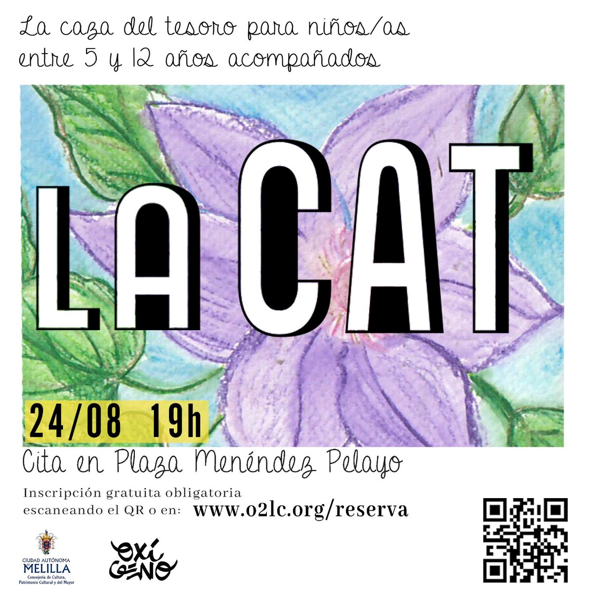 El 24 de agosto a las 19 h, ven a La CAT la búsqueda del tesoro urbana para niños/as de 5 a 12 años acompañados por una persona adulta. Preguntas sobre historia y  arquitectura de Melilla te esperan.Inscripción gratuita obligatoria en o2lc.org/reserva