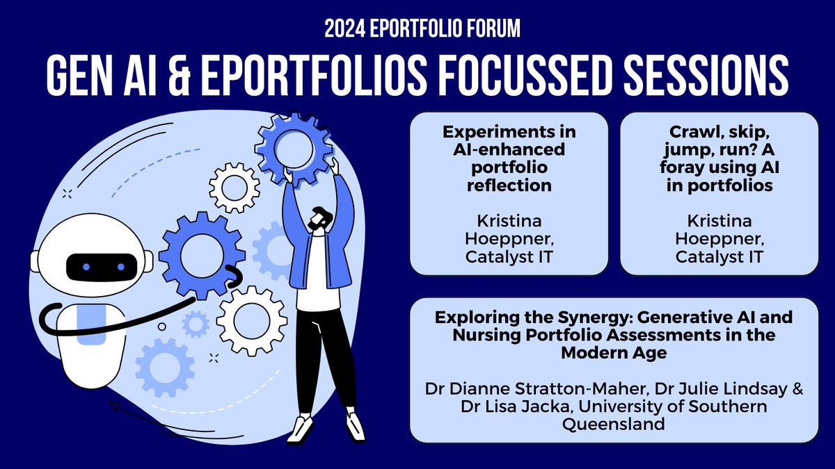eportfoliosaust's tweet image. Eportfolio practice offers a means to capture real learning in an era of Generative AI #GenAI ... Here are three 2024 Eportfolio Forum sessions which will help you understand more #eportforum
eportfoliosaustralia.wordpress.com/forums/2024-ep…