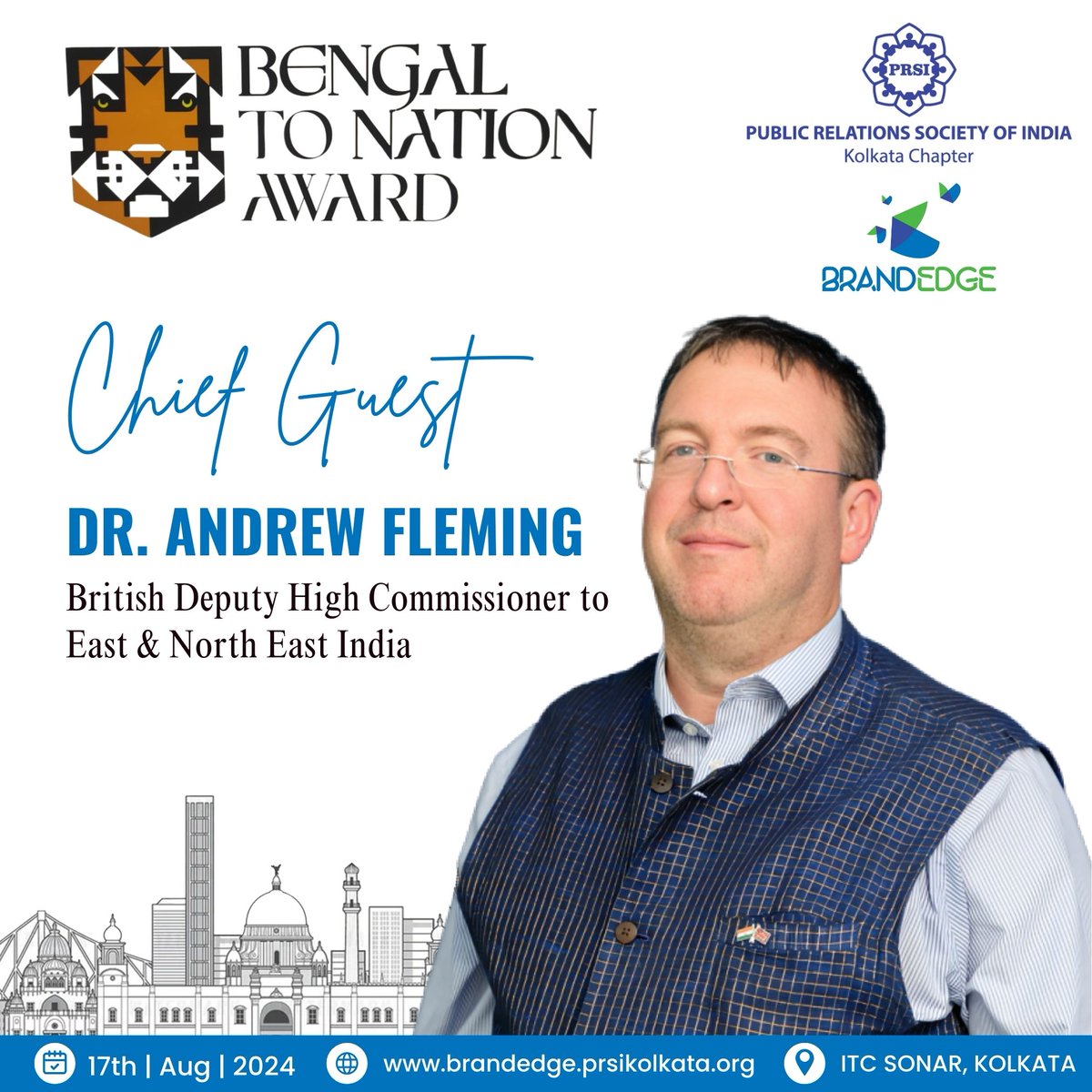 Honoured to have Dr. Andrew Fleming, British Deputy High Commissioner to East &amp; North East India, as our esteemed Chief Guest at the Bengal to Nation Awards. His insights and presence add immense value to this celebration of excellence.