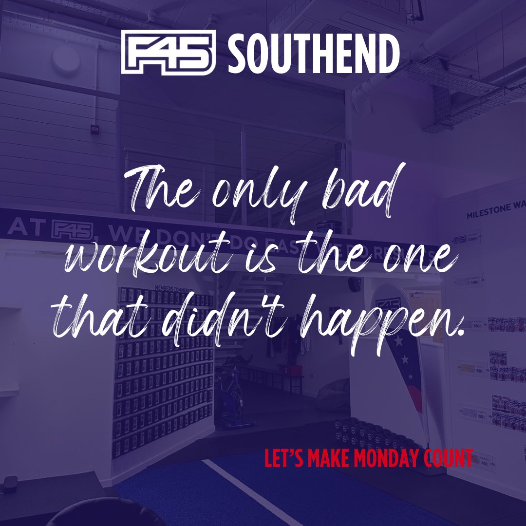 Kickstart your week with a powerful reminder: 'The only bad workout is the one that didn't happen.' 💪 

Let's make this Monday count and set the tone for a productive week ahead. 

Who's ready to crush their goals? 

#MondayMotivator 
#F45Southend 
#NoExcuses