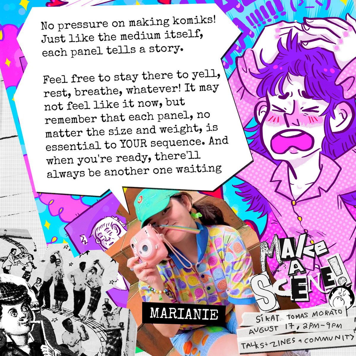WHO IS GOING TO MAKE A SCENE?

<a href="/marianieart/">❀Marianie❀</a> is a graphic artist and hobby collecting virgo based in Manila. If she's not doodling, she's either crafting trinkets, out in markets + gigs, or just crying to anime. She also loves turning her experiences into vivid comic panels.