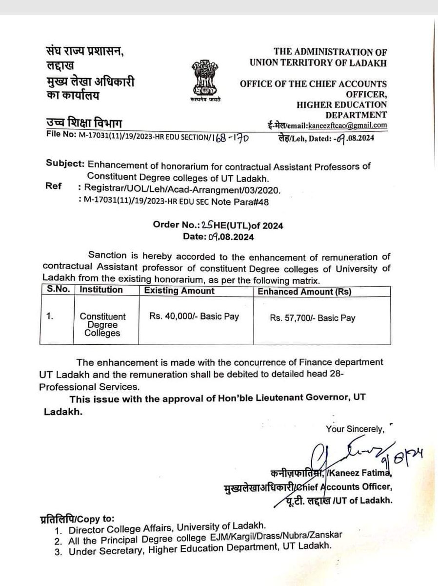 Kudos to the Ladakh admin for taking the right step. Contractual lecturers in J&amp;K deserve respect, dignity, and working conditions on par with permanent employees. At the very least <a href="/OfficeOfLGJandK/">Office of LG J&K</a> should ensure they receive salaries comparable to those in other states, UTs.
